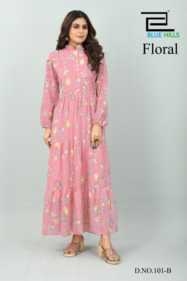 Blue Hills Floral Classy Designer Long Kurti Collection